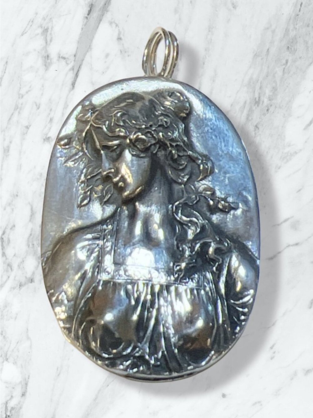 Henryk Winograd 999 Fine Sterling Silver Repousse Cameo Pendant Vintage Signed